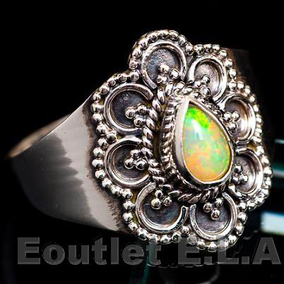 GENUINE NATURAL OPAL SOLID SILVER RING-sz8